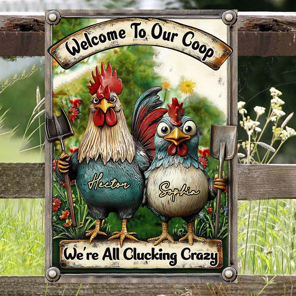 Welcome To Our Coop - Personalized Farmer Rectangle Metal Sign