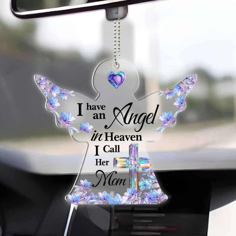 Ange au Ciel - Ornement de voiture commémoratif transparent personnalisé