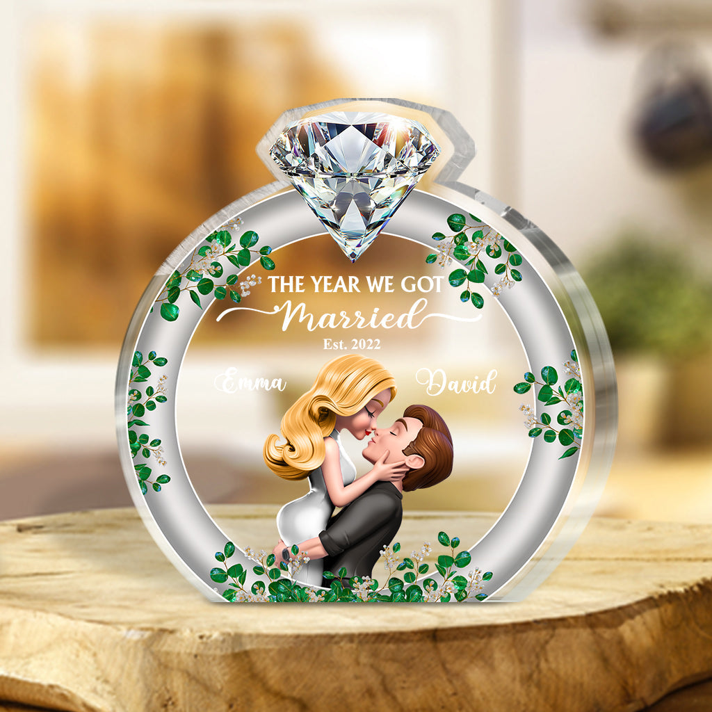 The Year We Got Married - Personalized Couple Custom Shaped Acrylic Plaque