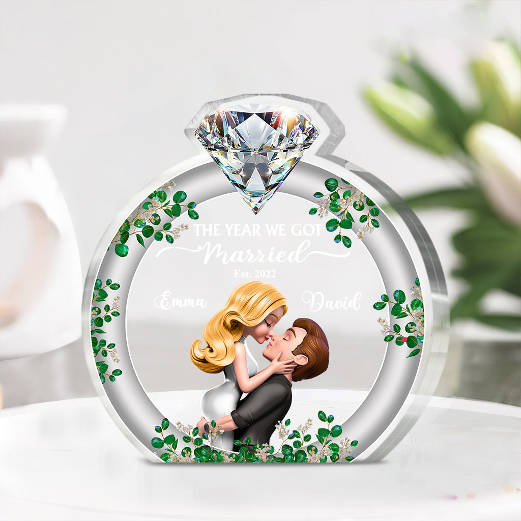 The Year We Got Married - Personalized Couple Custom Shaped Acrylic Plaque
