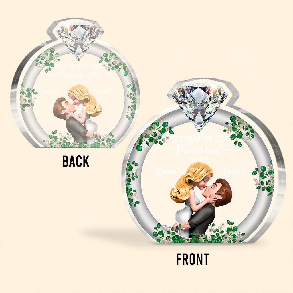 The Year We Got Married - Personalized Couple Custom Shaped Acrylic Plaque