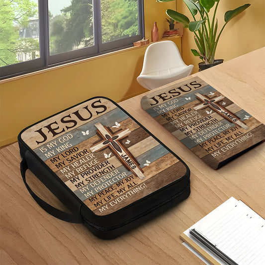 Mon Dieu, mon Roi - Étui à Bible en cuir personnalisé pour chrétiens