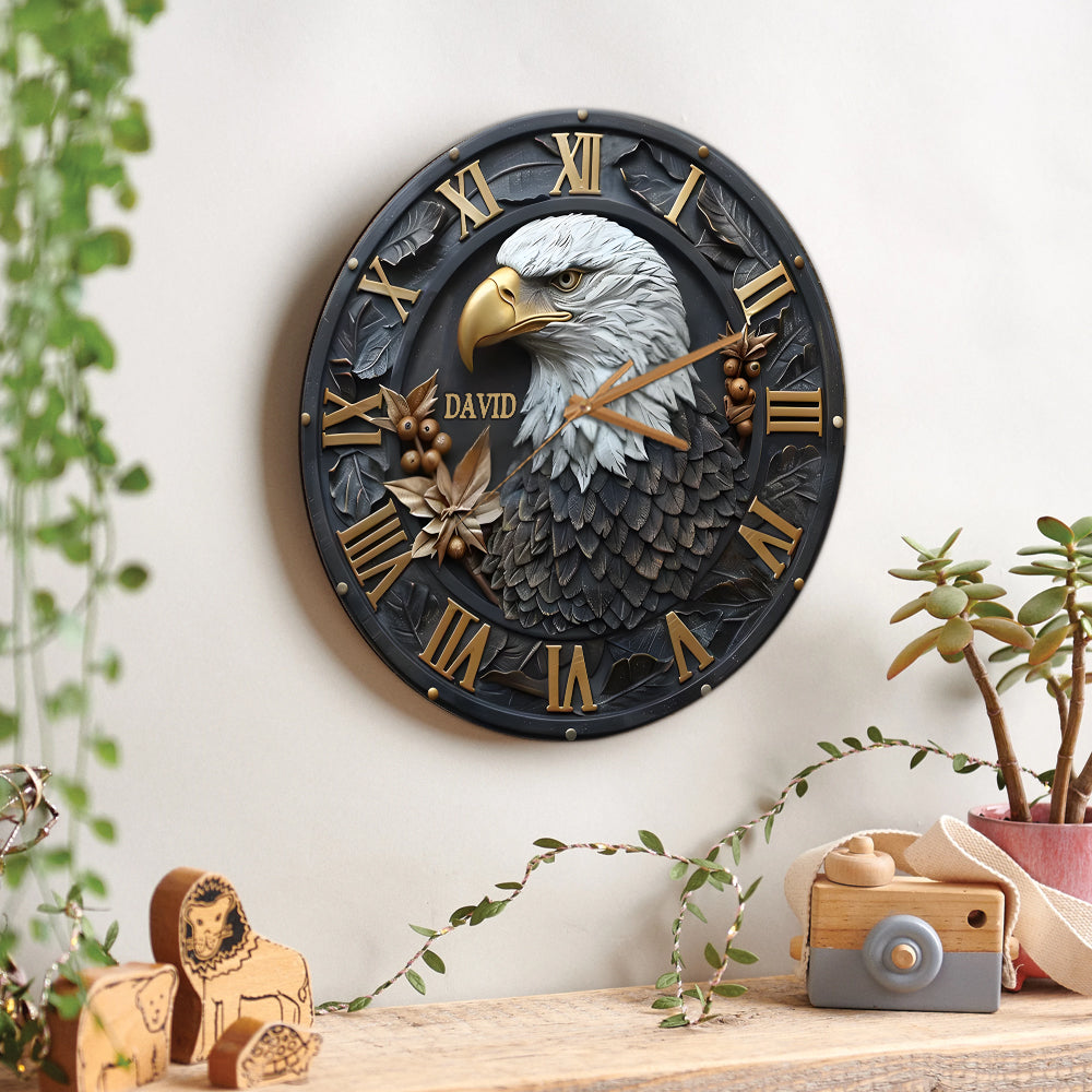 Horloge murale personnalisée Aigle à tête blanche puissant