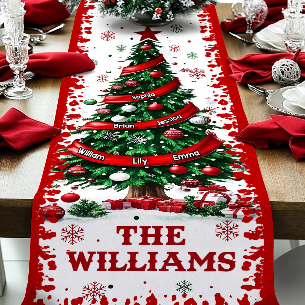Merry Christmas - Personalized Family Table Runner