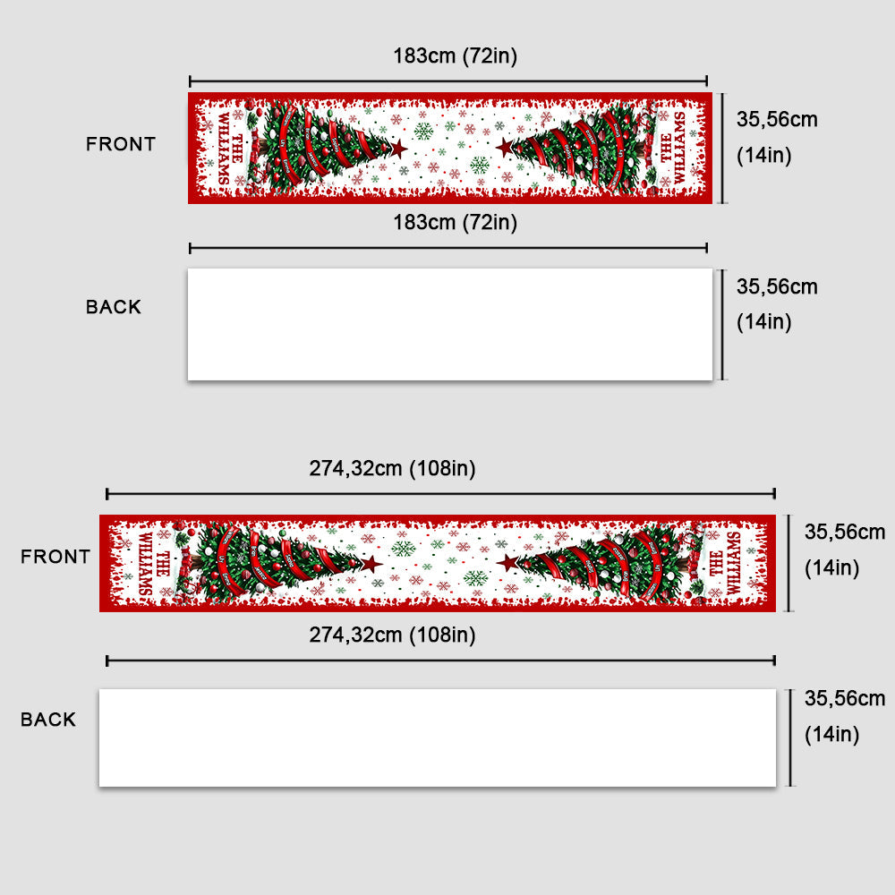 Merry Christmas - Personalized Family Table Runner
