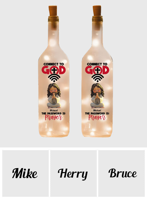 Se connecter à Dieu - Lampe personnalisée en bouteille de vin chrétienne