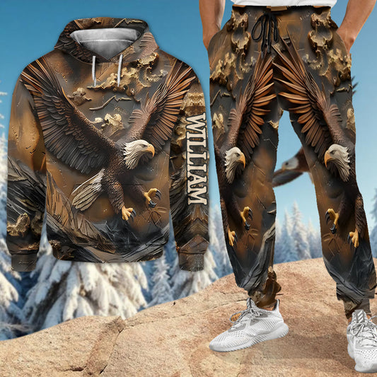 Eagle Majesty - Ensemble sweat à capuche et pantalon de survêtement personnalisé avec aigle à tête blanche