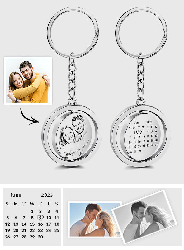 Porte-clés calendrier photo personnalisé en spirale - Cadeau idéal pour les amoureux des chiens et des chats, ou pour toute personne ayant perdu un être cher - Porte-clés personnalisé