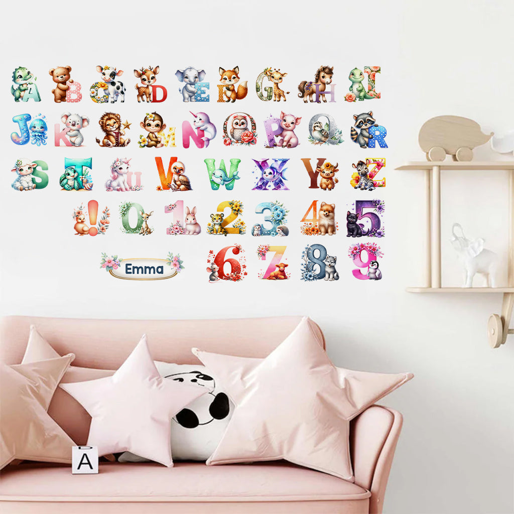 Apprentissage des chiffres des animaux pour enfants - Sticker mural personnalisé pour enfants