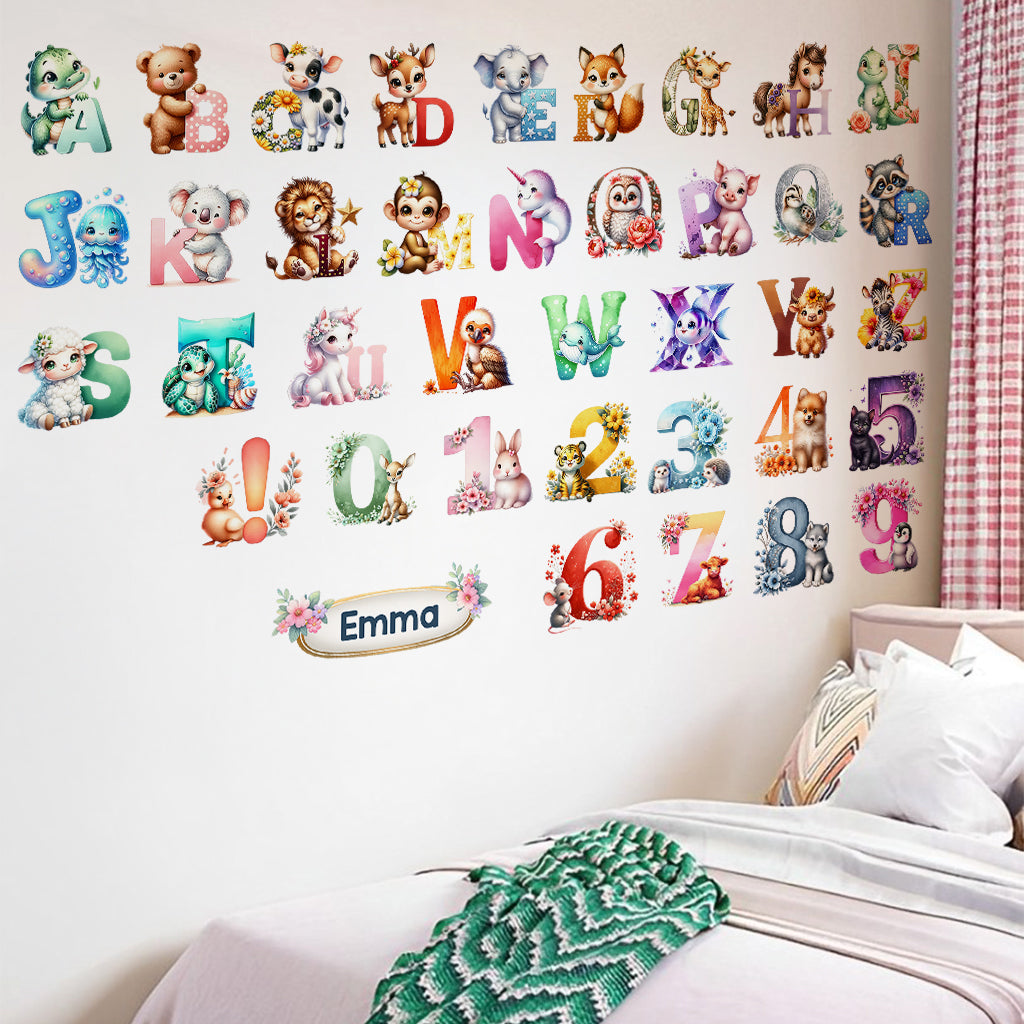 Apprentissage des chiffres des animaux pour enfants - Sticker mural personnalisé pour enfants