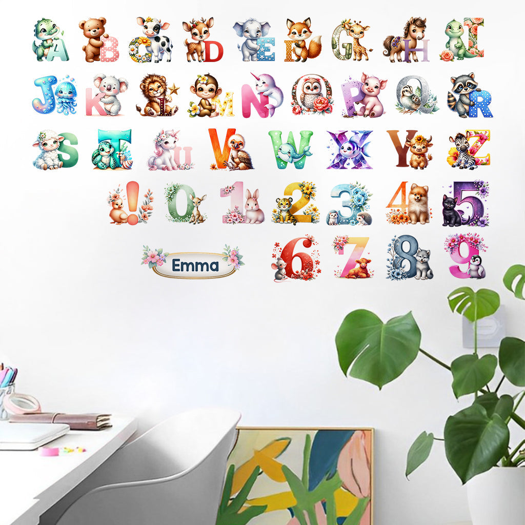 Apprentissage des chiffres des animaux pour enfants - Sticker mural personnalisé pour enfants