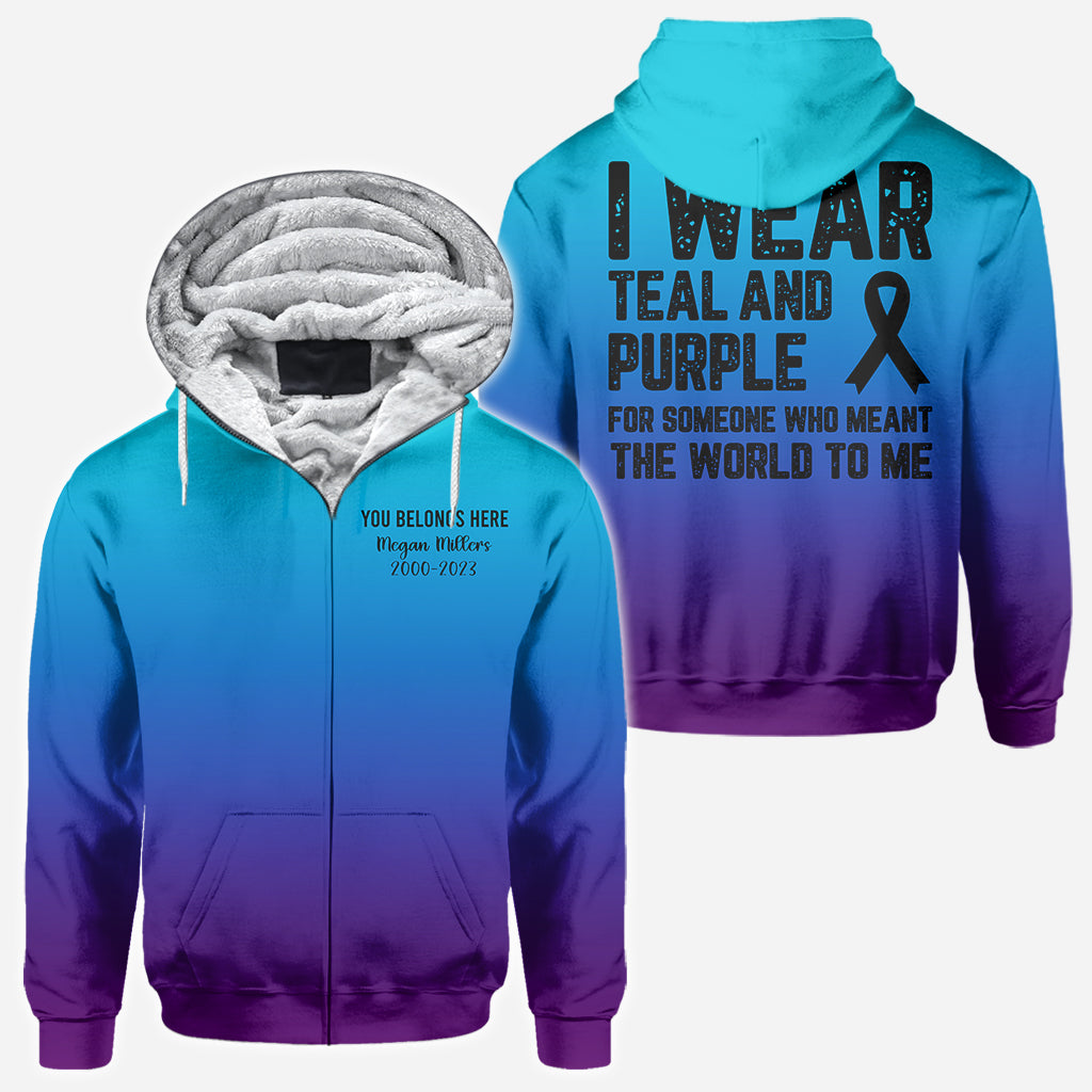 I wear teal and purple - Personalized Suicide Prevention All Over Shirt