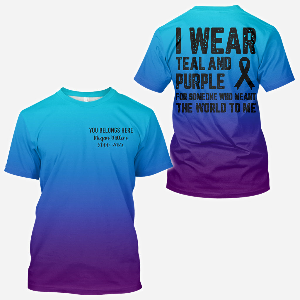 I wear teal and purple - Personalized Suicide Prevention All Over Shirt