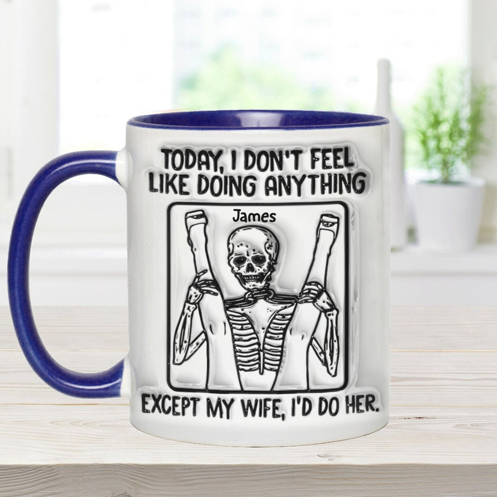 Aujourd'hui, je n'ai envie de rien faire - Mug personnalisé avec motif tête de mort