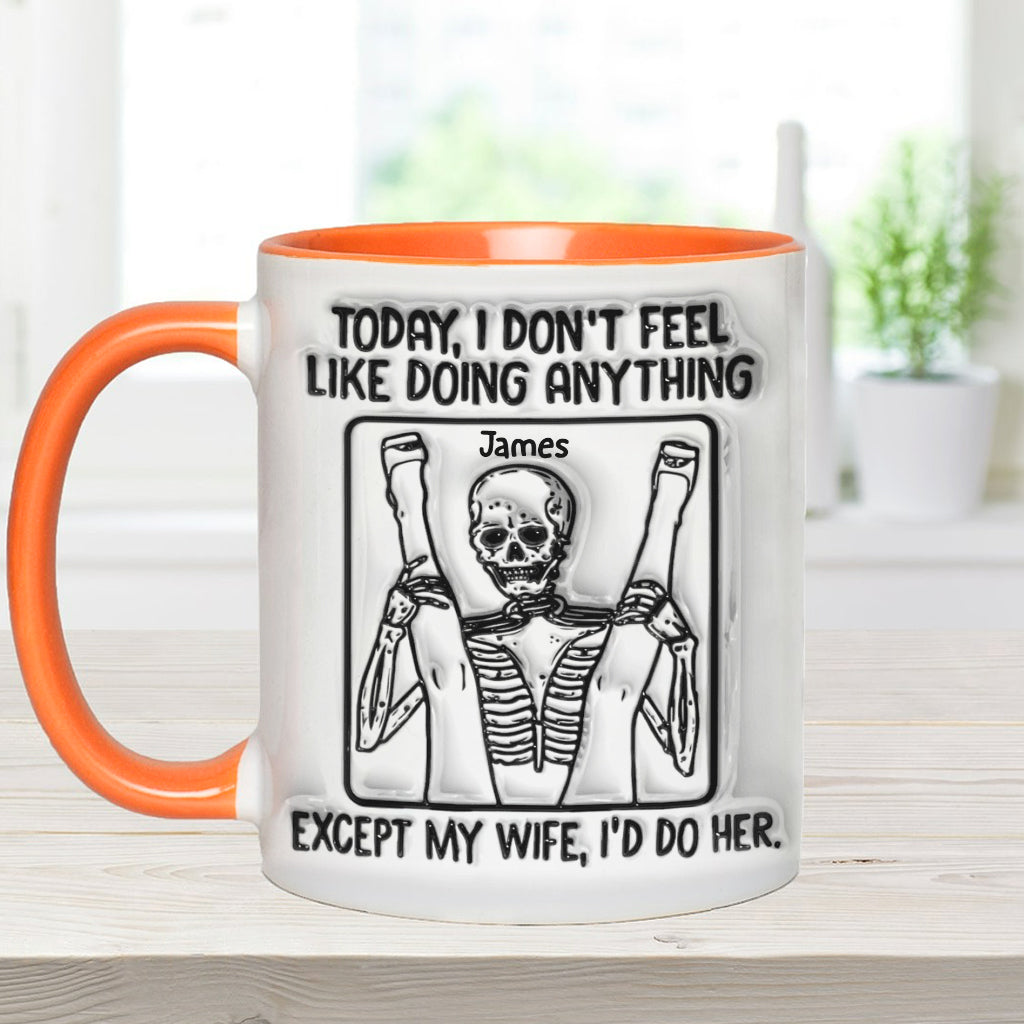 Aujourd'hui, je n'ai envie de rien faire - Mug personnalisé avec motif tête de mort