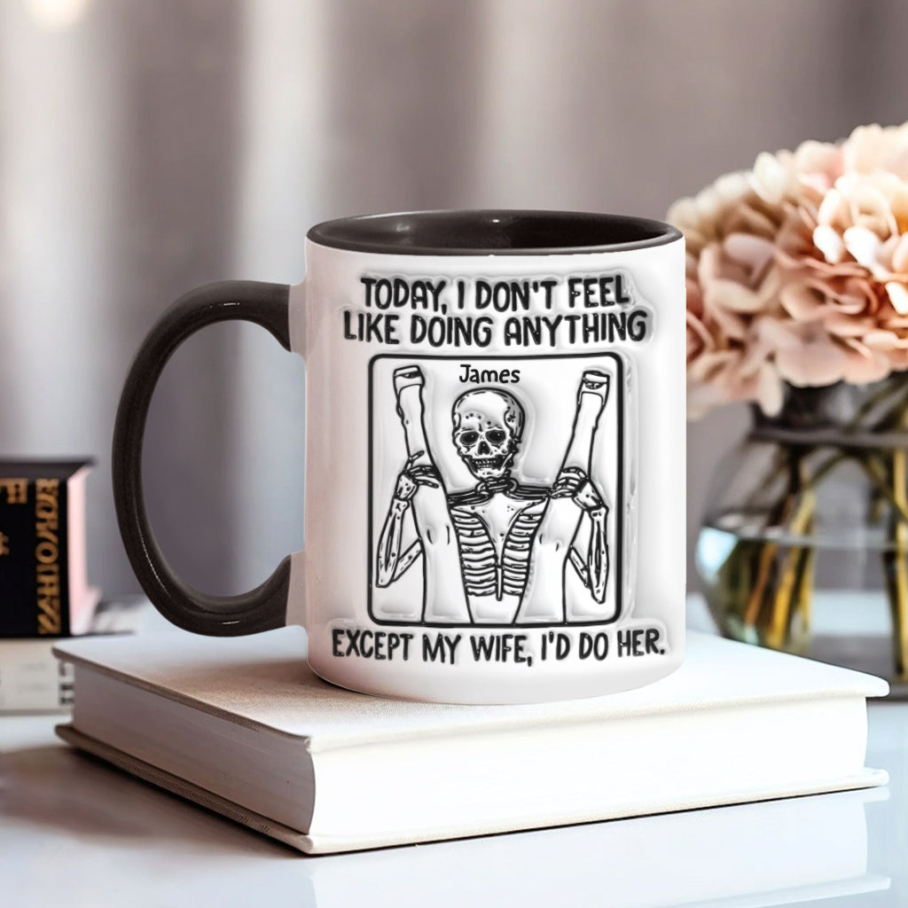 Aujourd'hui, je n'ai envie de rien faire - Mug personnalisé avec motif tête de mort