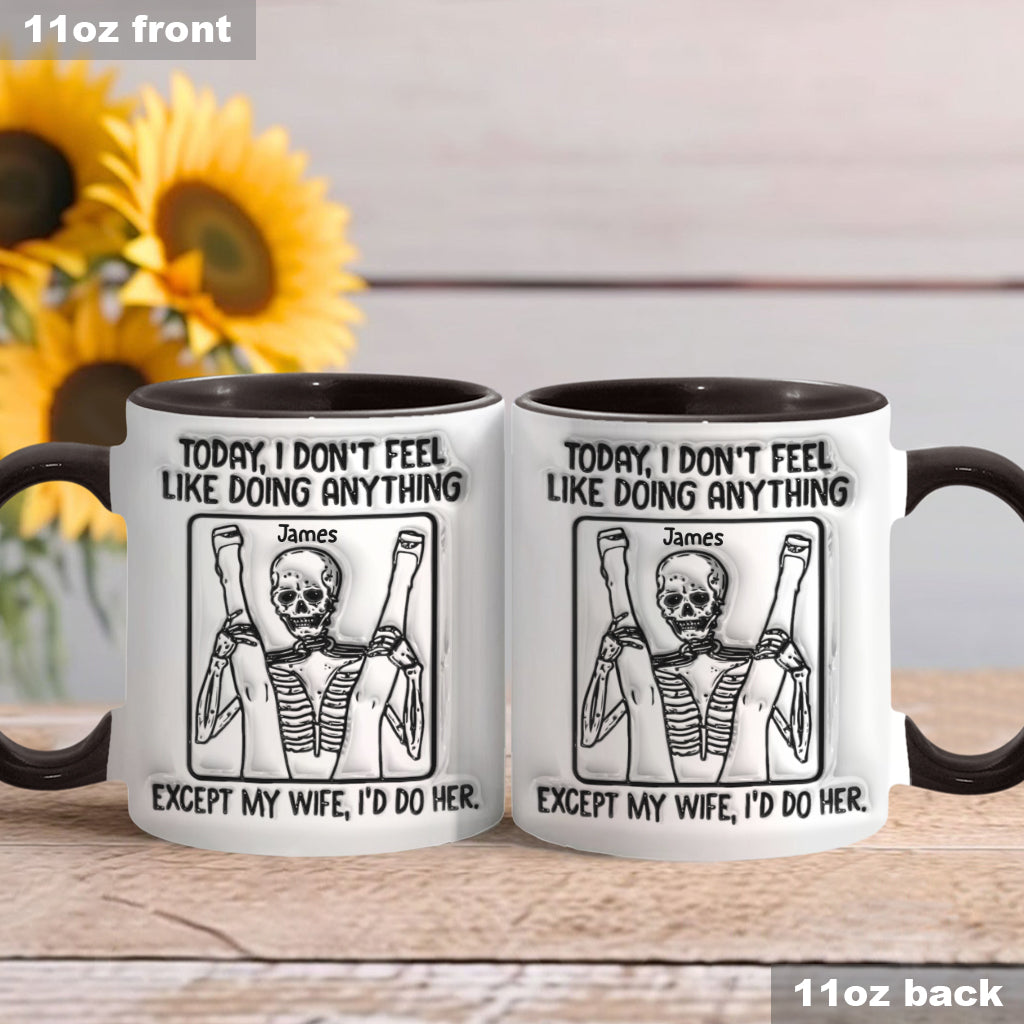 Aujourd'hui, je n'ai envie de rien faire - Mug personnalisé avec motif tête de mort