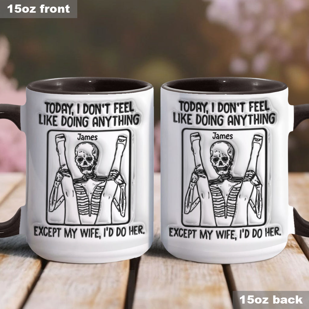 Aujourd'hui, je n'ai envie de rien faire - Mug personnalisé avec motif tête de mort