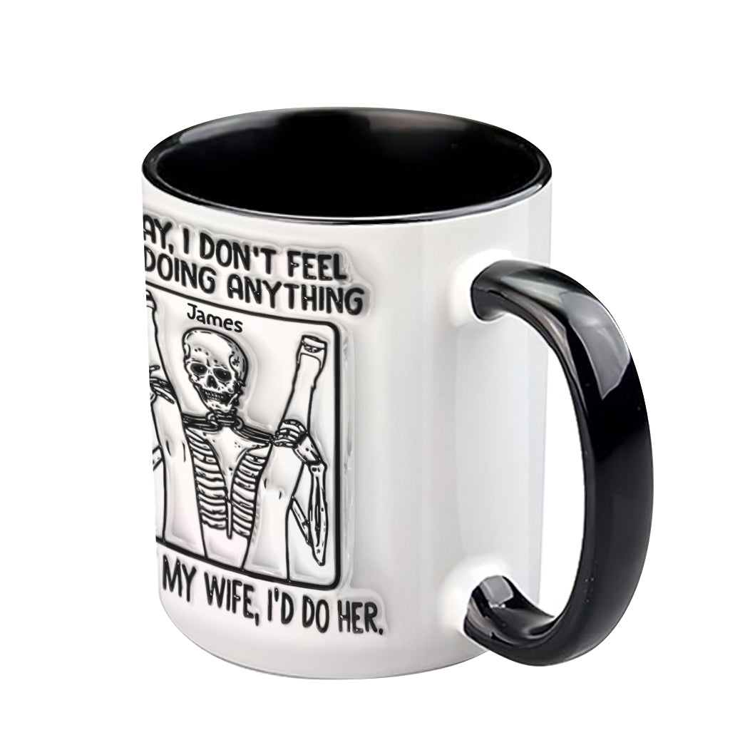 Aujourd'hui, je n'ai envie de rien faire - Mug personnalisé avec motif tête de mort