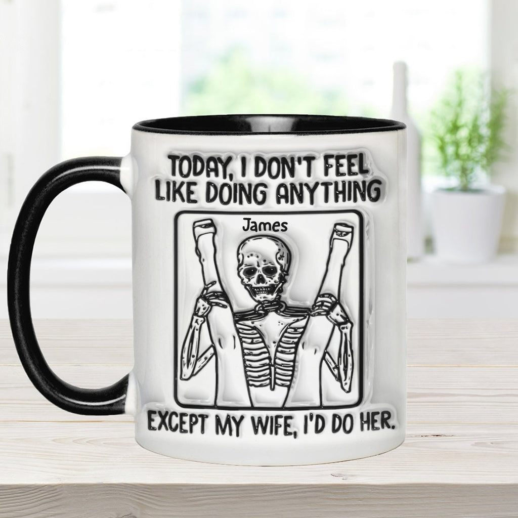 Aujourd'hui, je n'ai envie de rien faire - Mug personnalisé avec motif tête de mort
