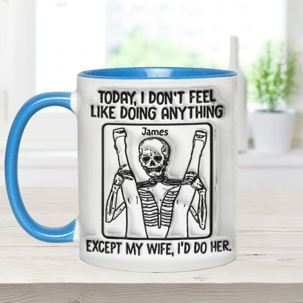 Aujourd'hui, je n'ai envie de rien faire - Mug personnalisé avec motif tête de mort