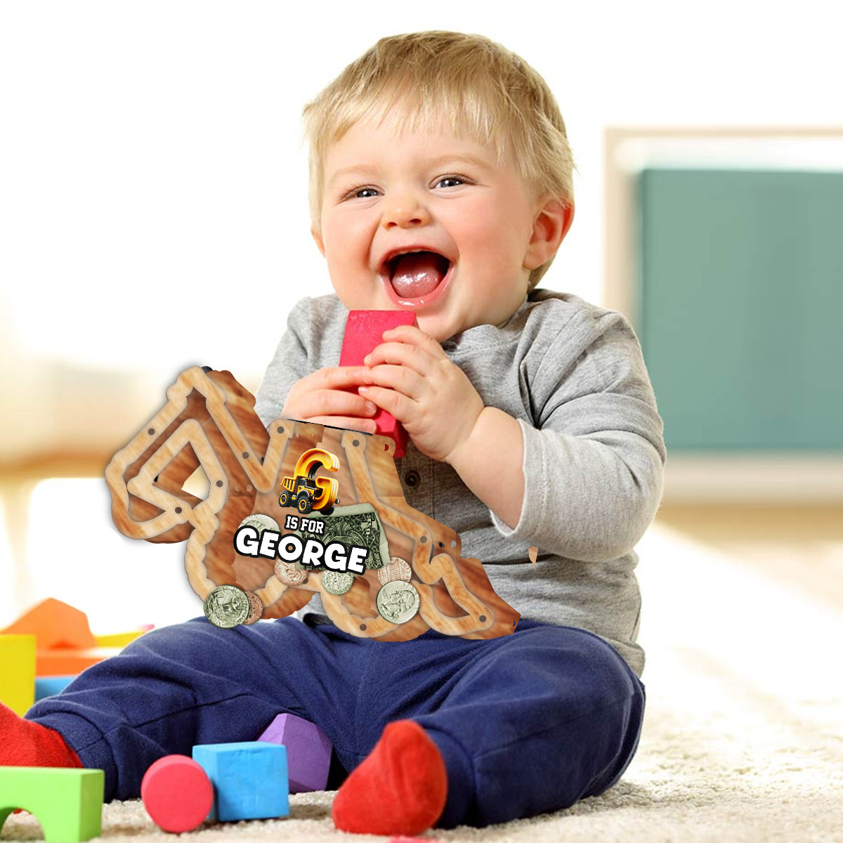 Tirelire camion pour enfants - Tirelire en bois personnalisée en forme de cochon