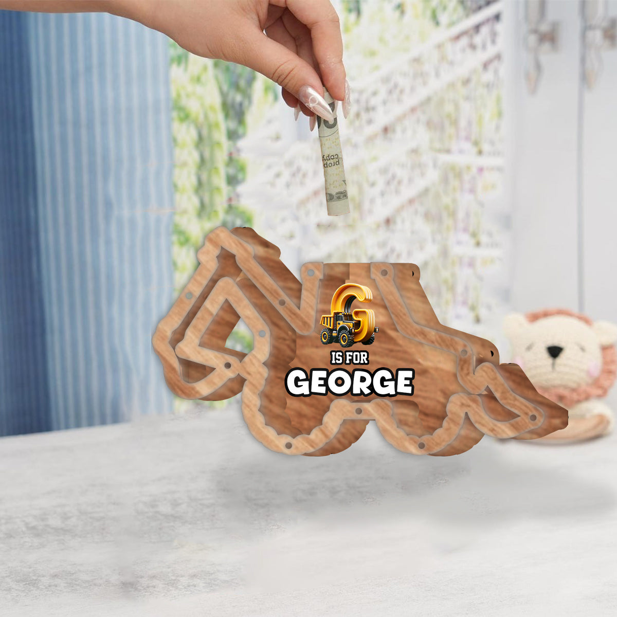 Tirelire camion pour enfants - Tirelire en bois personnalisée en forme de cochon