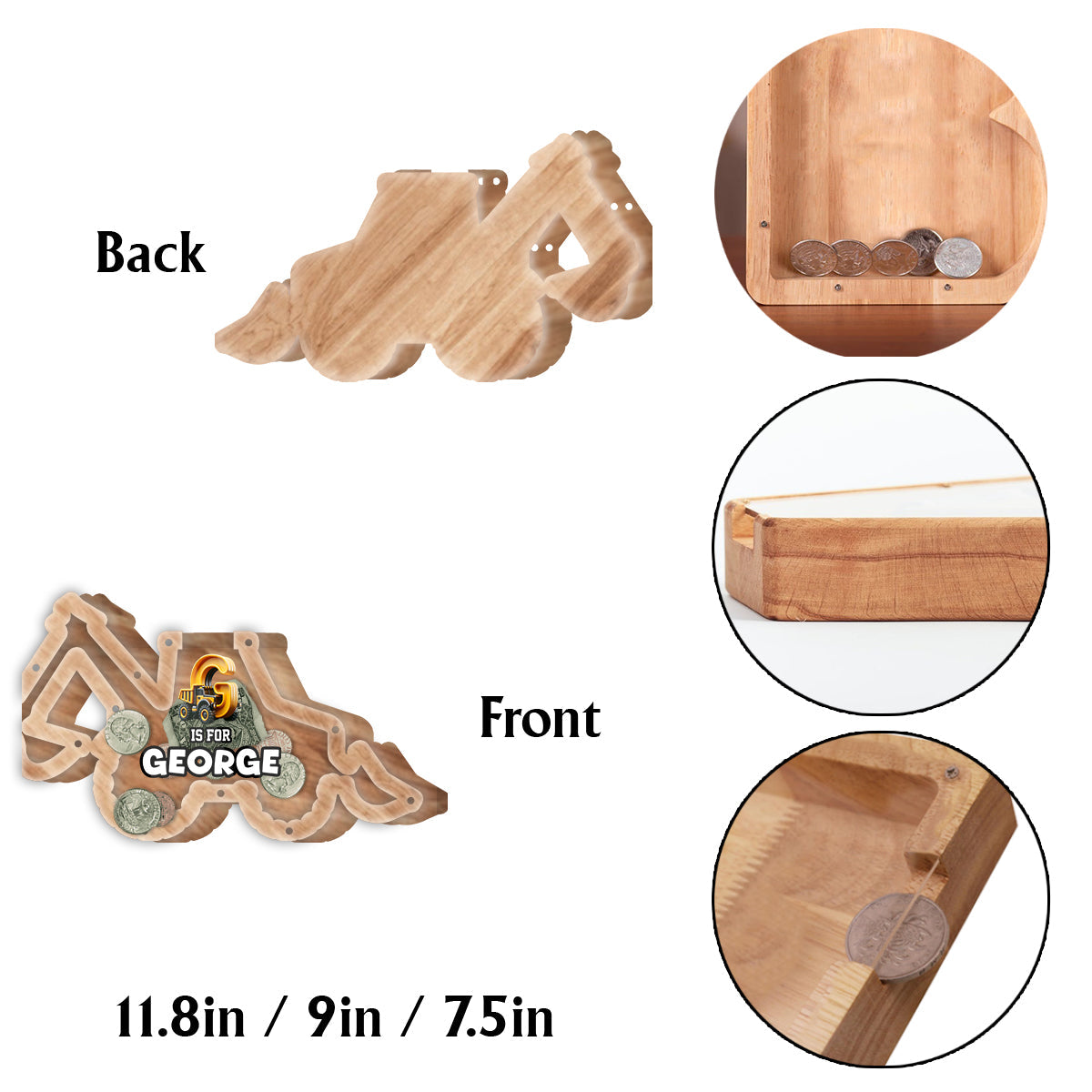 Tirelire camion pour enfants - Tirelire en bois personnalisée en forme de cochon