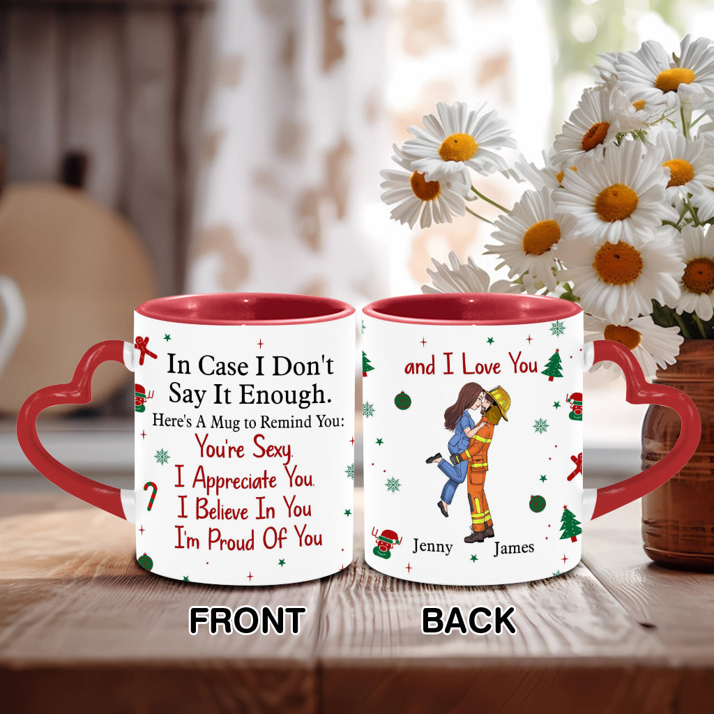 Je t'apprécie, je crois en toi, je suis fier(ère) de toi - Mug personnalisé pour couple avec anse en forme de cœur