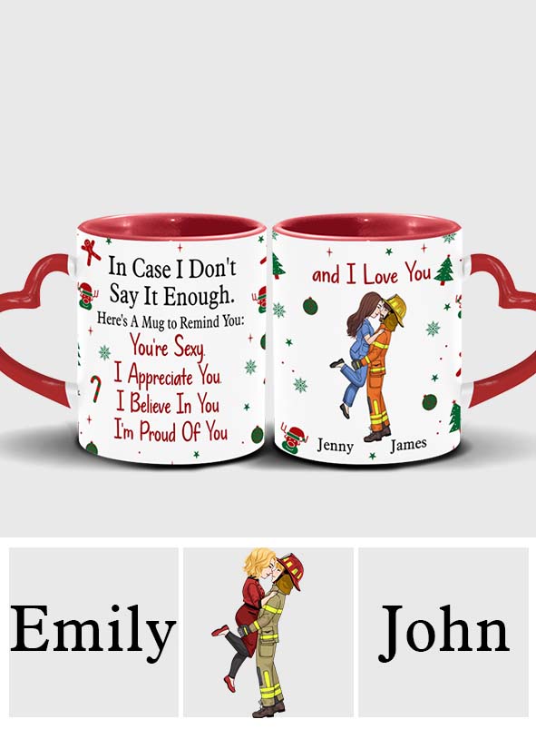 Je t'apprécie, je crois en toi, je suis fier(ère) de toi - Mug personnalisé pour couple avec anse en forme de cœur