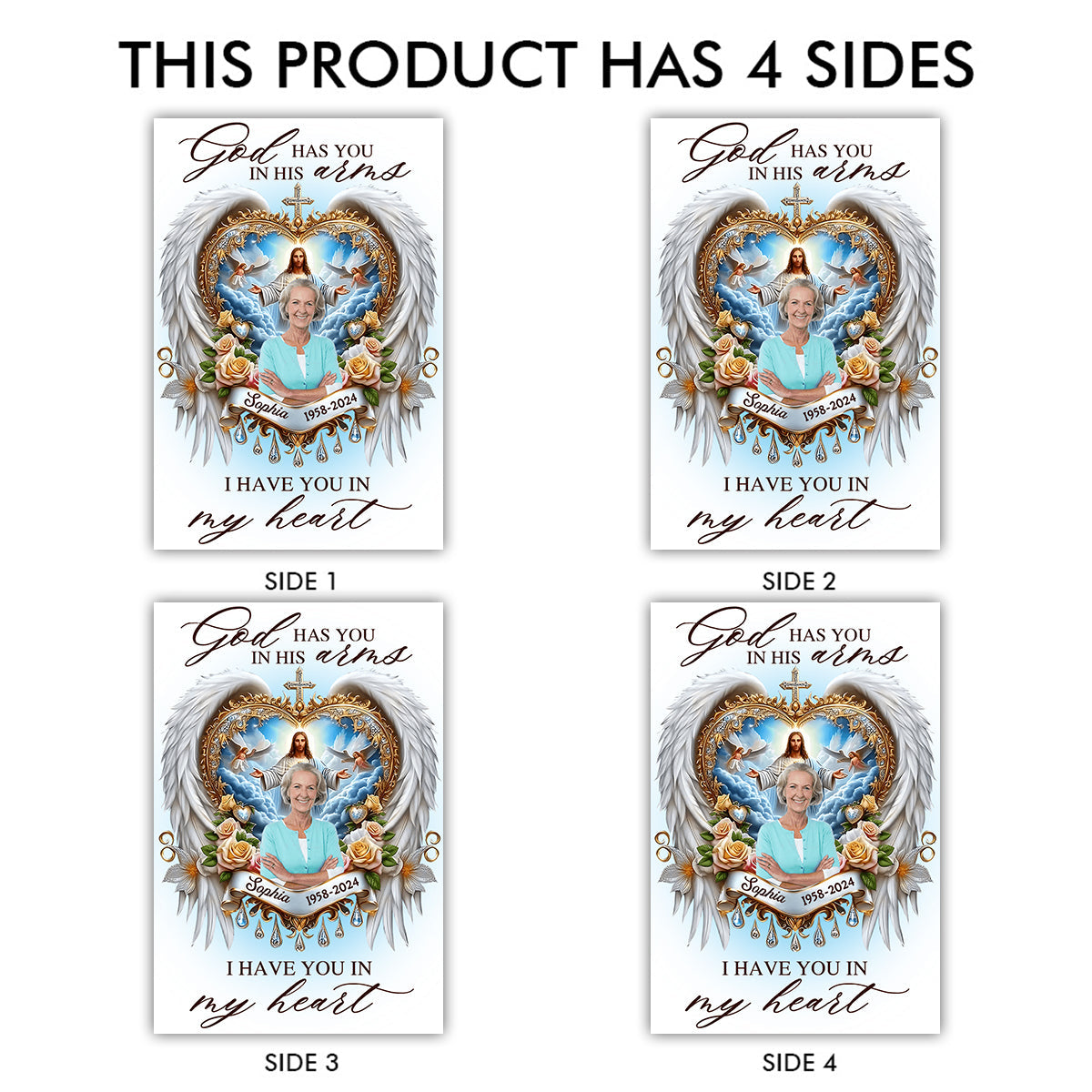 Dieu vous tient dans ses bras - Lanterne commémorative personnalisée