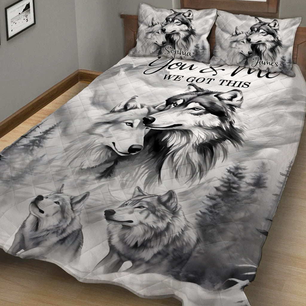 Strong Couple - Personalized Wolf Quilt Set
