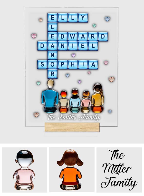 Famille pour toujours - Plaque acrylique transparente personnalisée pour la famille