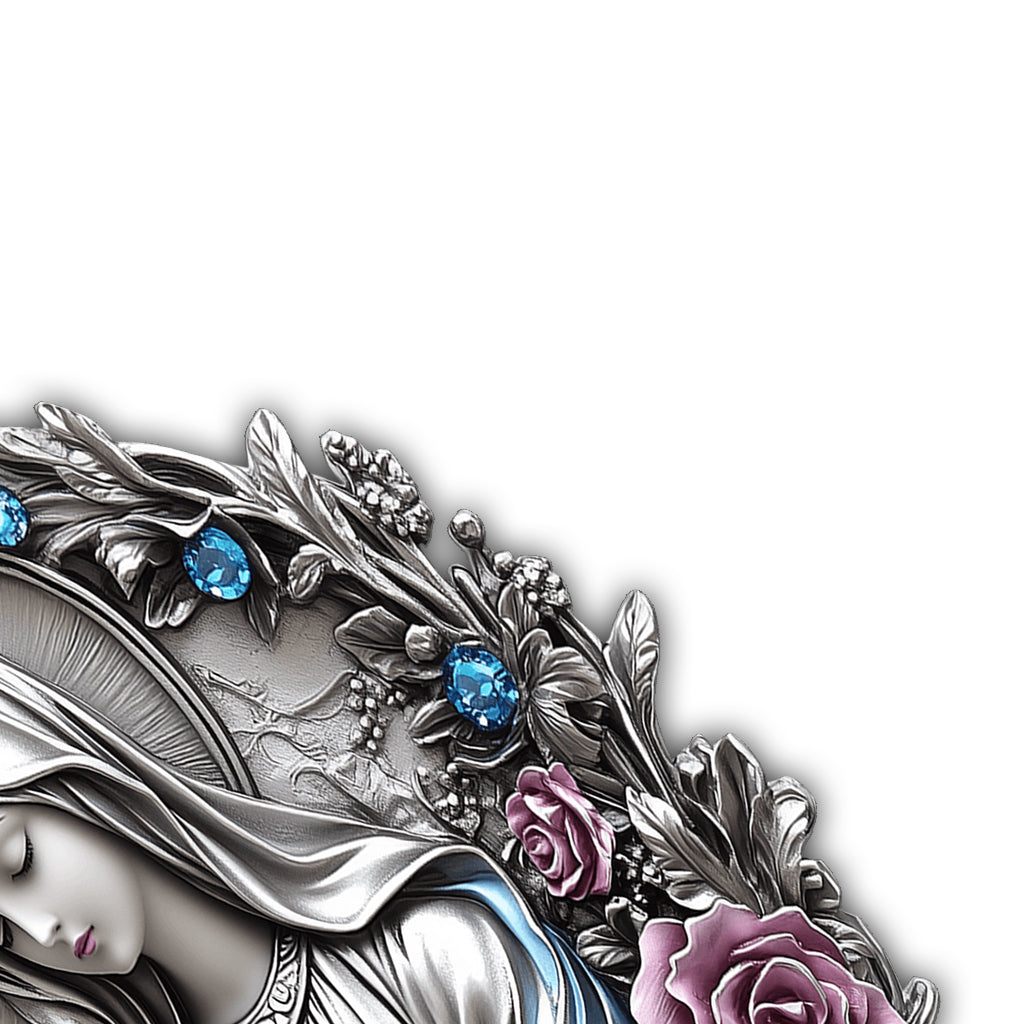 Tu es protégé(e) à jamais par Marie - Plaque en métal découpée, personnalisée, de confession chrétienne