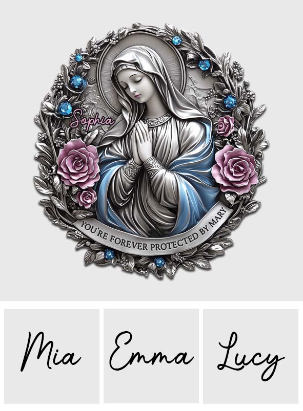 You're Forever Protected By Mary - Personalized Christian Shaped Car Visor Clip