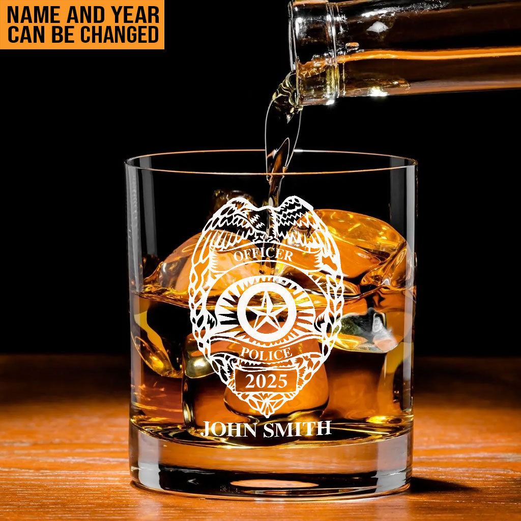 Police Officer - Personalized Police Officer Rock Glass