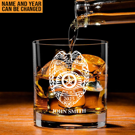 Police Officer - Personalized Police Officer Rock Glass