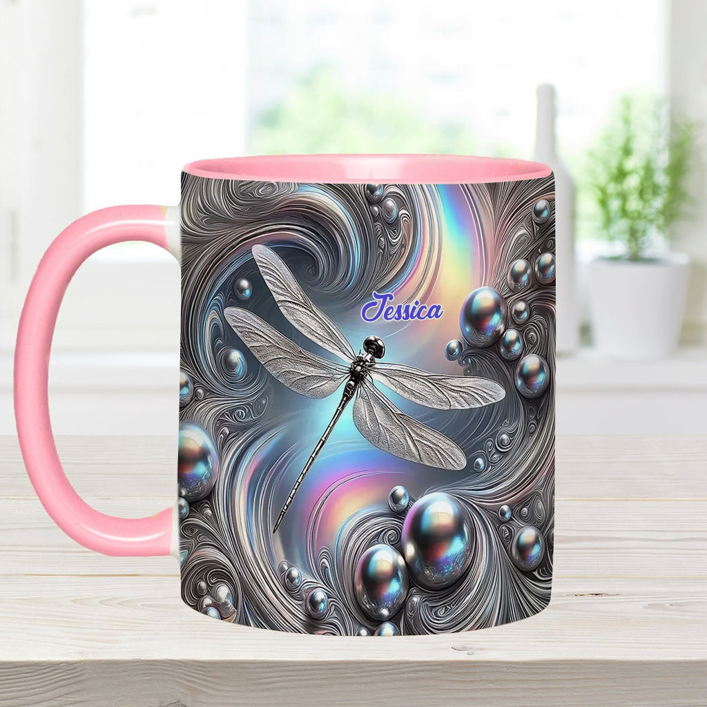 Beautiful Dragonfly - Personalized Dragonfly Accent Mug