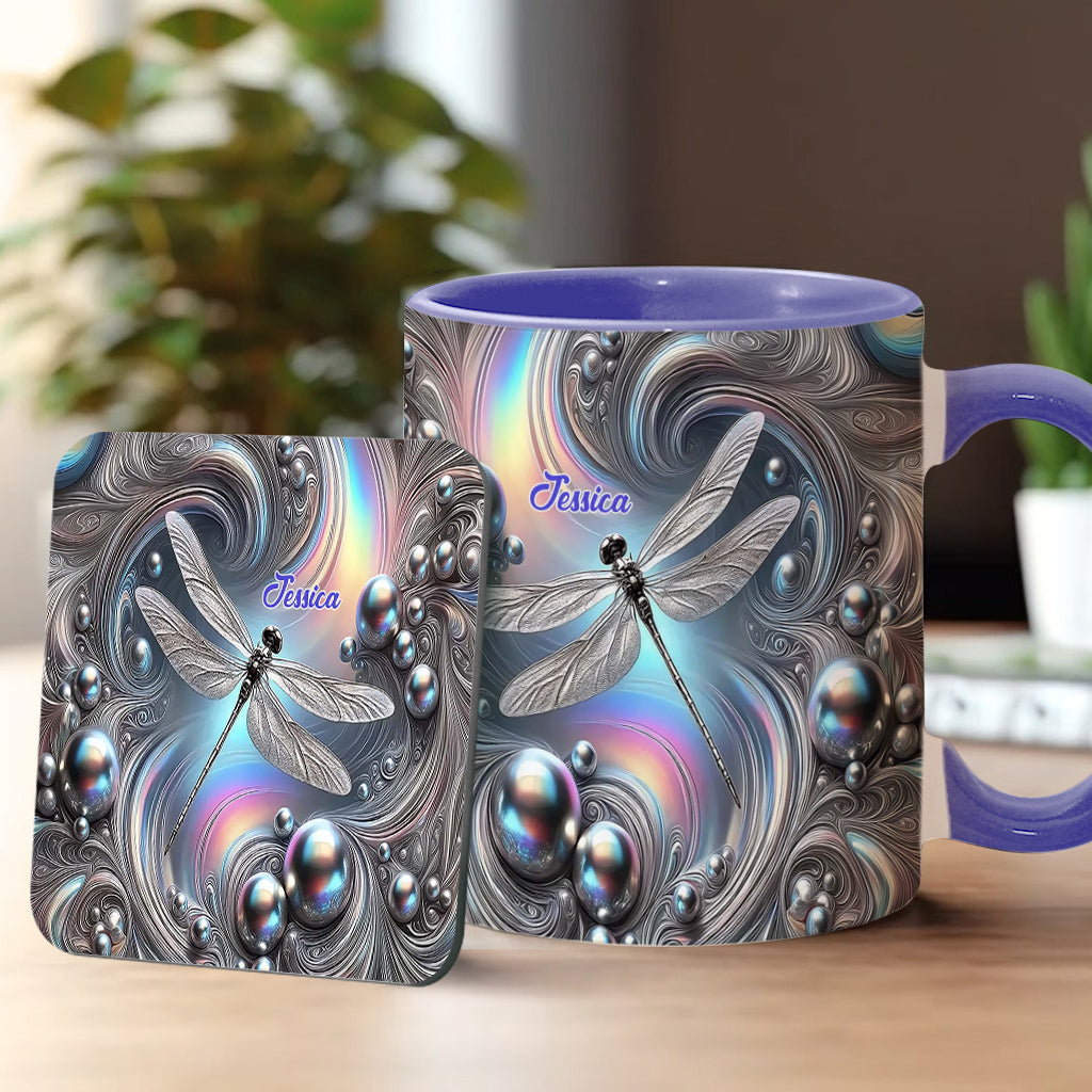 Beautiful Dragonfly - Personalized Dragonfly Accent Mug