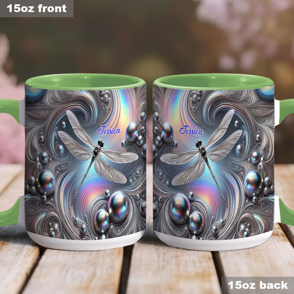 Beautiful Dragonfly - Personalized Dragonfly Accent Mug