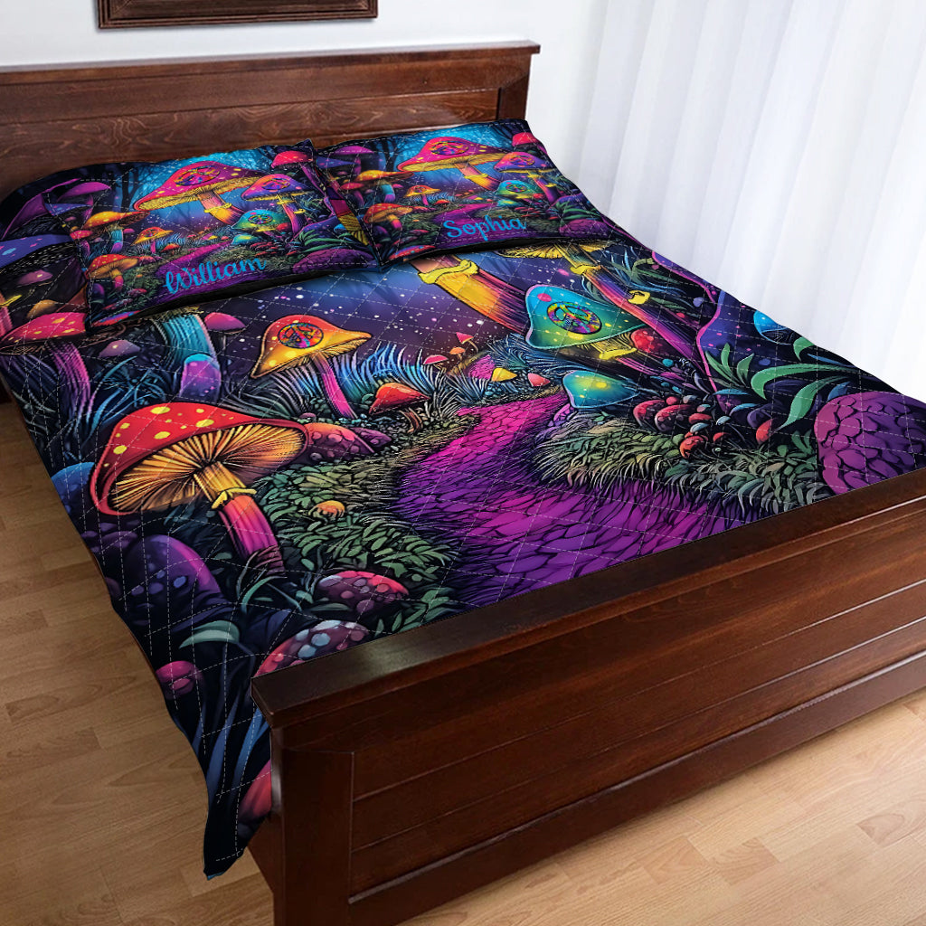 Superbe ensemble de courtepointe hippie personnalisé en forme de champignon