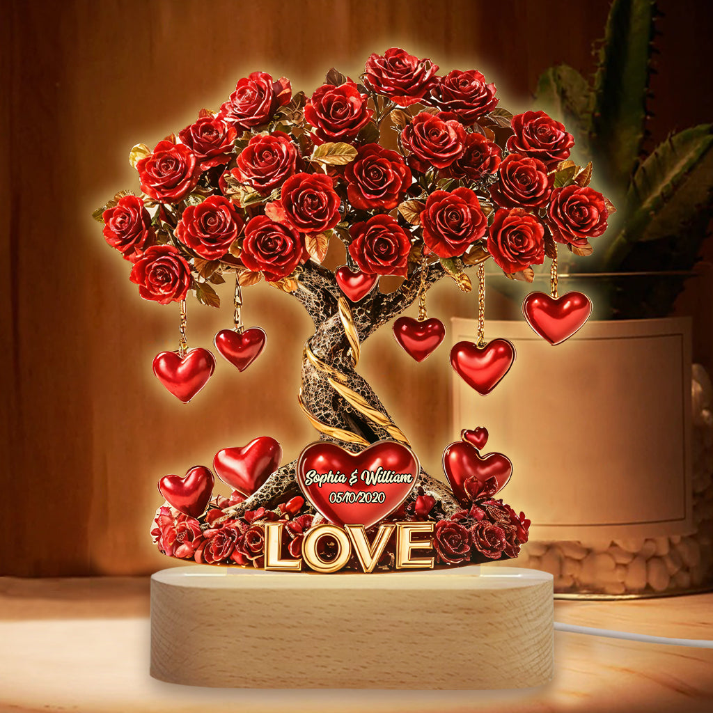 Love Tree - Personalized Couple Shaped Plaque Light Base