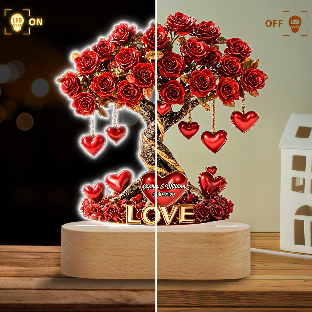 Love Tree - Personalized Couple Shaped Plaque Light Base
