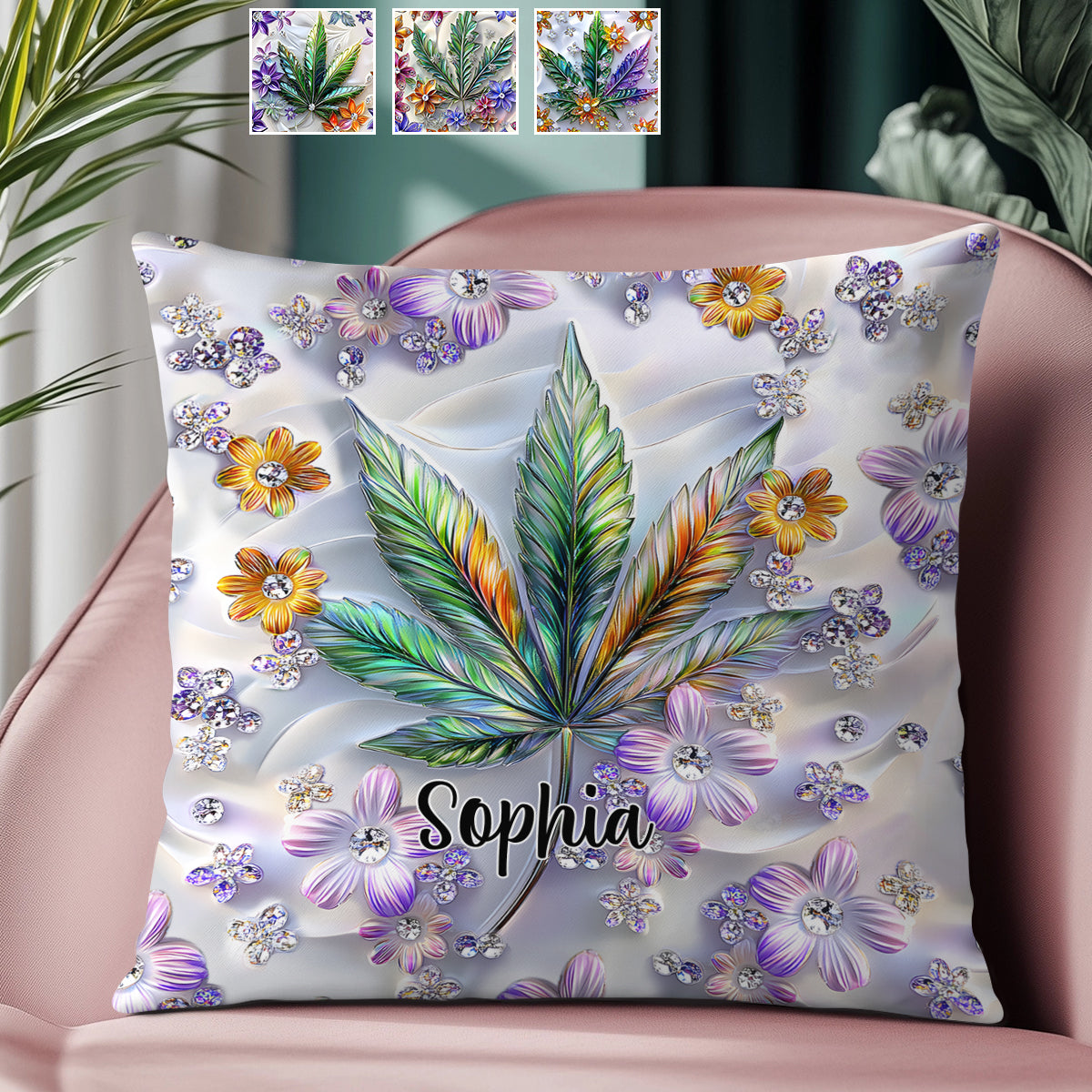 Coussin décoratif personnalisé « Belle feuille » - Motif « Mauvaises herbes »
