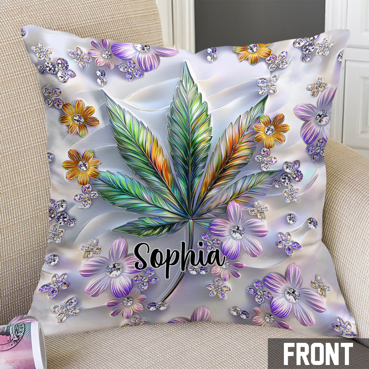 Coussin décoratif personnalisé « Belle feuille » - Motif « Mauvaises herbes »