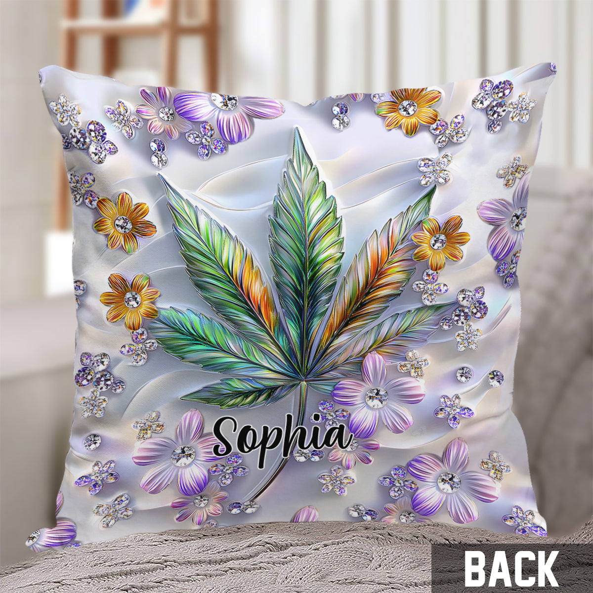 Coussin décoratif personnalisé « Belle feuille » - Motif « Mauvaises herbes »