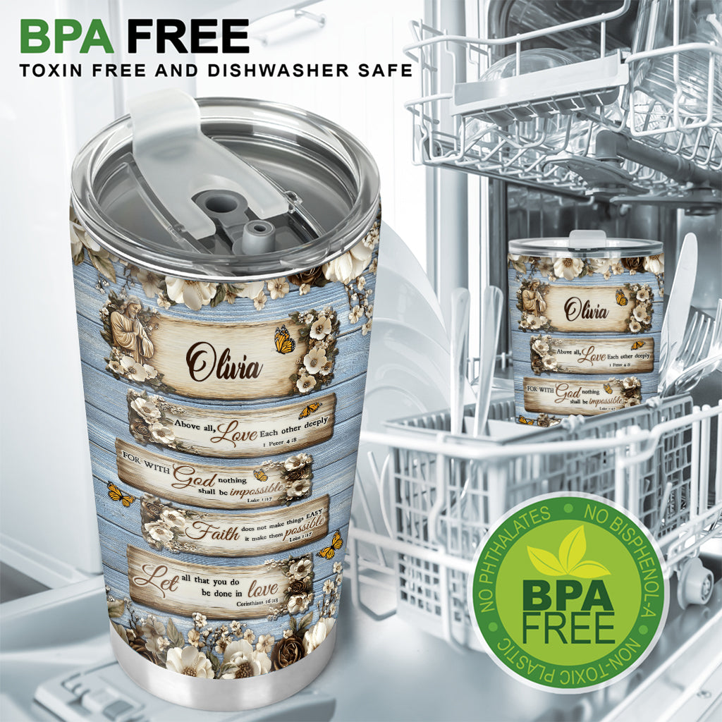 Que tout ce que vous faites soit fait avec amour - Gobelet chrétien personnalisé