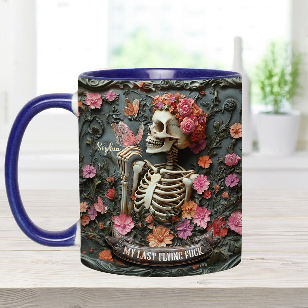 My Last Flying F*ck - Personalized Skull Accent Mug