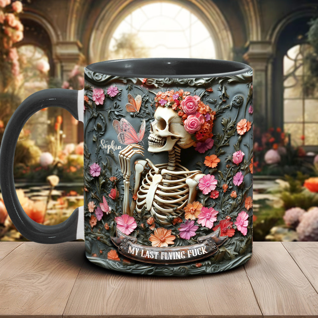 My Last Flying F*ck - Personalized Skull Accent Mug