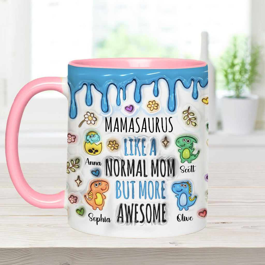 Mamasaurus And Kids - Personalized Mother Accent Mug